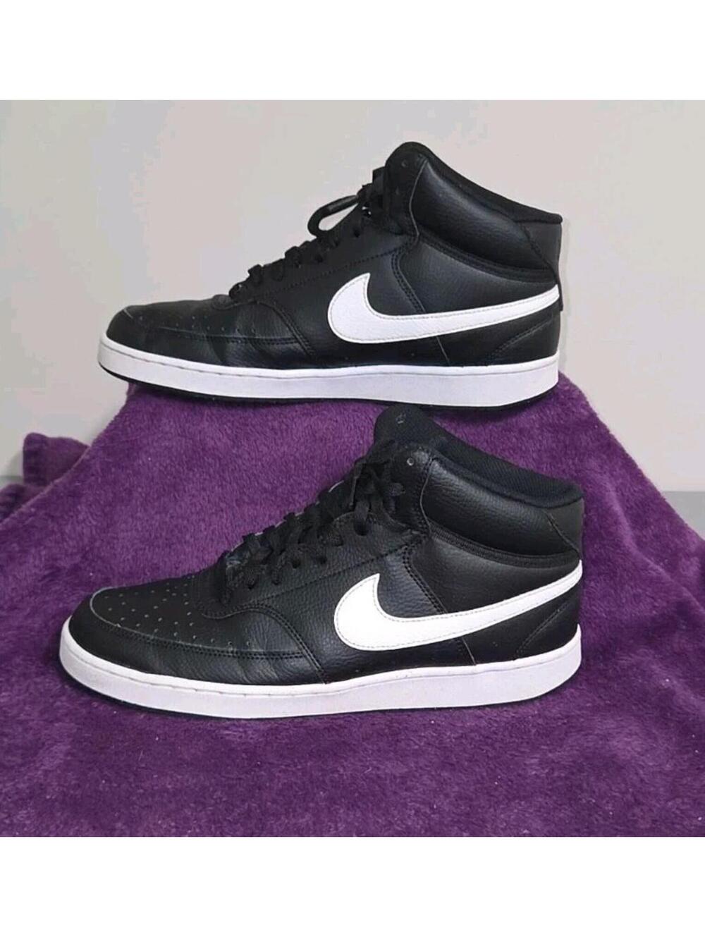 Nike Court Vision Next Nature Mid Top Black White Leather Sneakers Sz 11